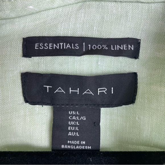 Tahari 100% linen light green tunic top large - Picture 3 of 4